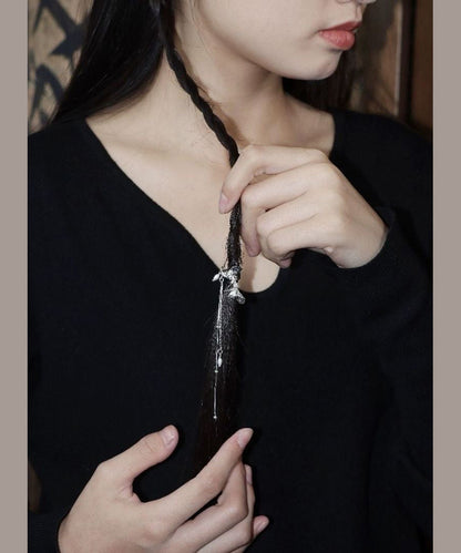 Fine Silk Sterling Silver Crabapple Blossom Tassel Hairpin