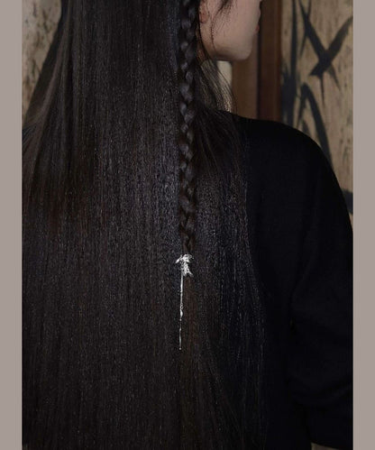 Fine Silk Sterling Silver Crabapple Blossom Tassel Hairpin