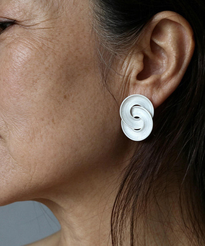 Fine Silk Sterling Silver Double-Layer Stud Earrings