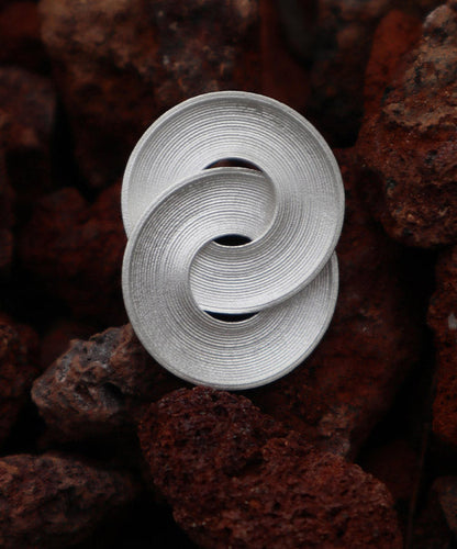 Fine Silk Sterling Silver Double-Layer Stud Earrings