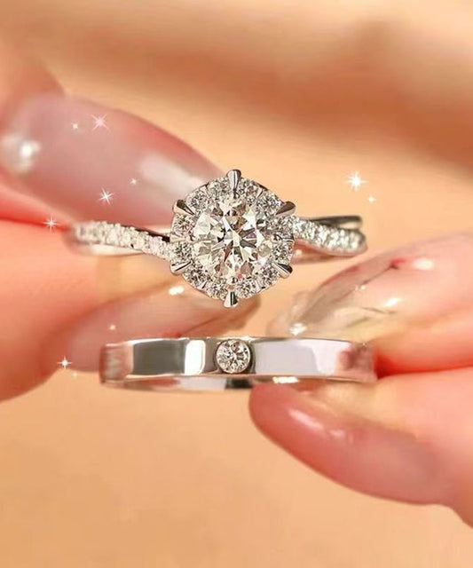 Fine Silk Zircon Adjustable Open Wedding Bands Rings