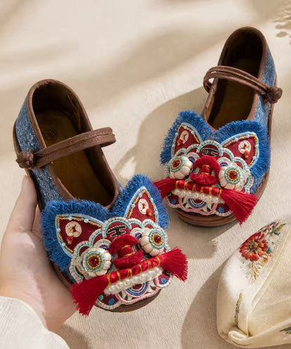 Fine Tiger Flat Shoes For Women Chinese Style Embroidered Flat Shoes