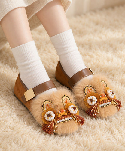 Fine Tiger Flat Shoes For Women Coffee Flat Shoes For Women