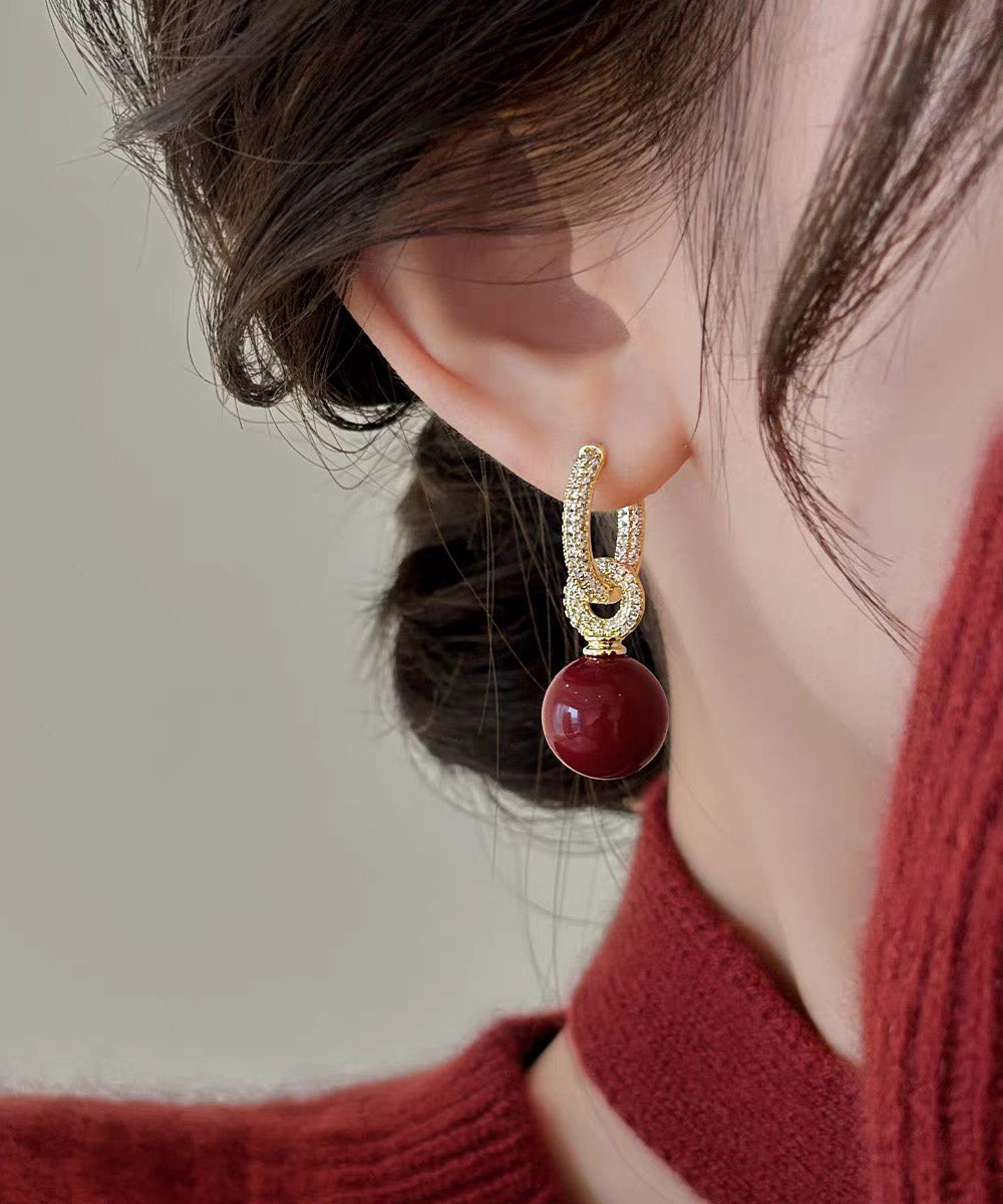 Fine White Copper Overgild Zircon Pearl Drop Earrings
