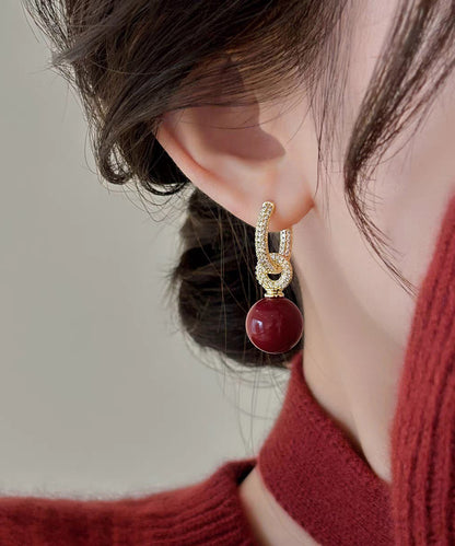 Fine White Copper Overgild Zircon Pearl Drop Earrings