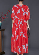 Load image into Gallery viewer, Fine White Crane Exra Large Hem Chiffon Long Dress Half Sleeve