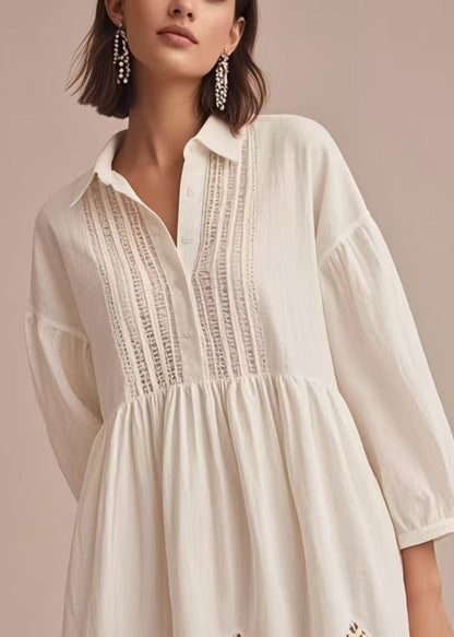 Fine White Hollow Out Patchwork Lace Day Dress Bracelet Sleeve