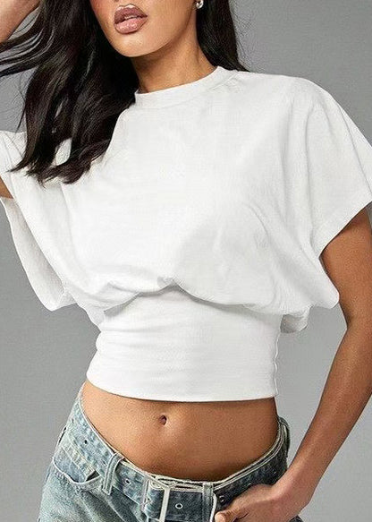 Fine White O-Neck Patchwork Cotton Short Tanks Summer