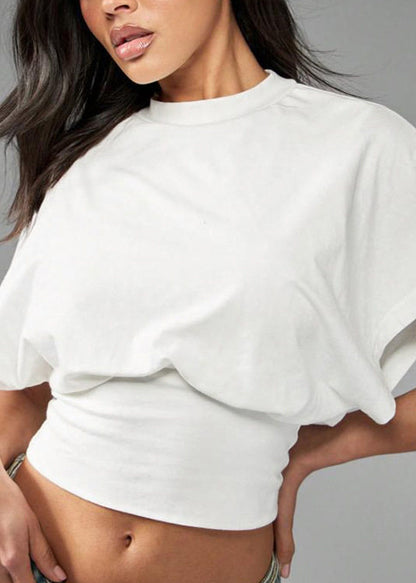 Fine White O-Neck Patchwork Cotton Short Tanks Summer