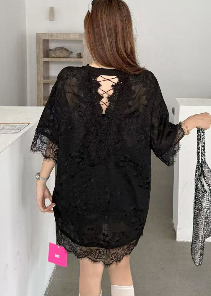 Fine White Oversized Patchwork Bow Lace Day Dress Summer