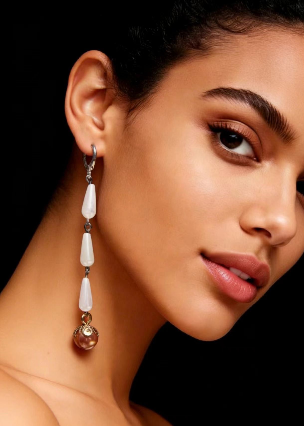 Fine White Pearl Tassels Long Drop Earrings