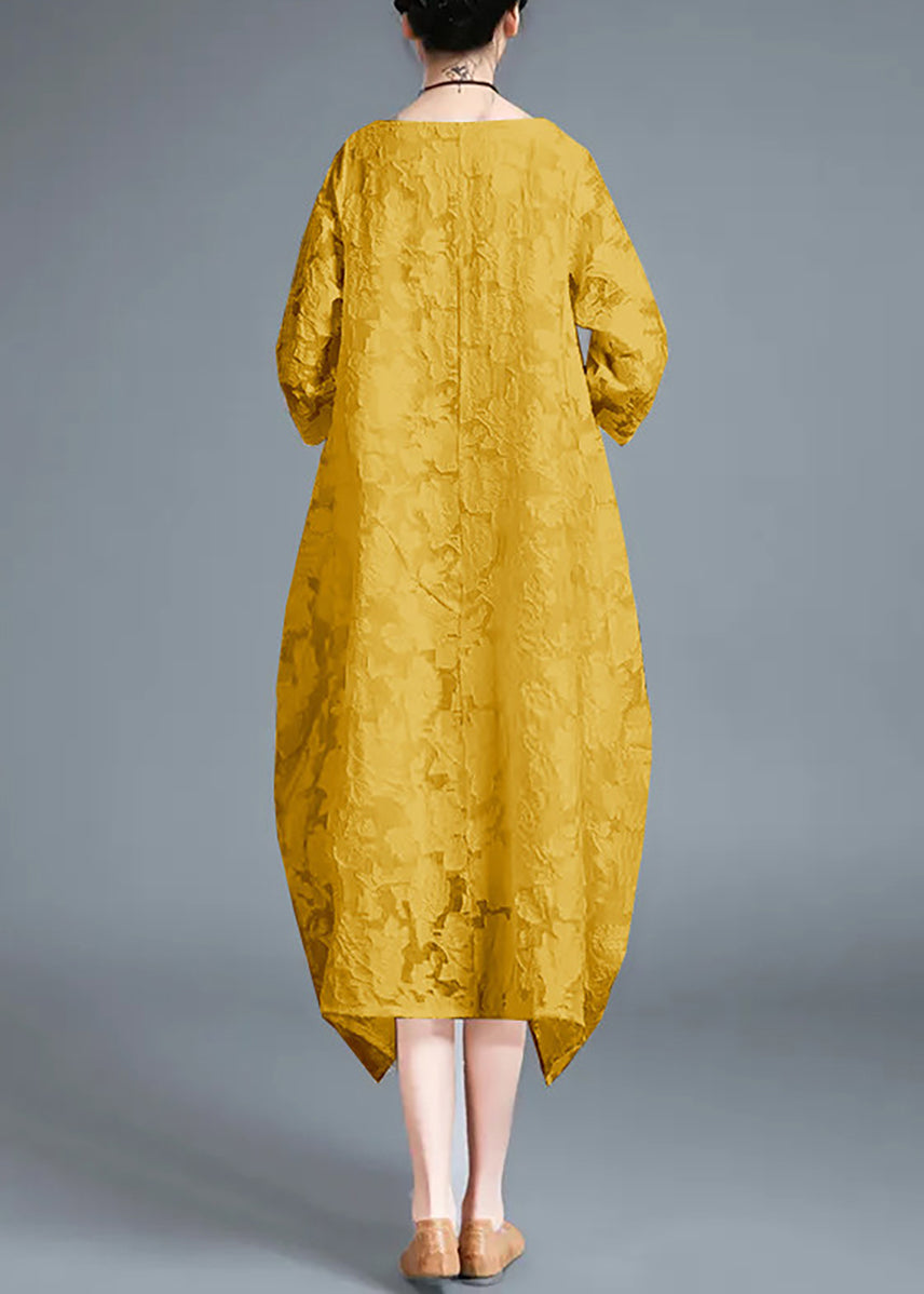 Fine Yellow O-Neck Lace Robe Dresses Bracelet Sleeve