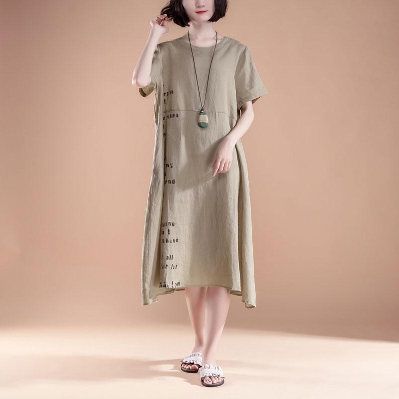 Fine cotton maxi dress plus size Short Sleeve Pockets Summer Casual Dress