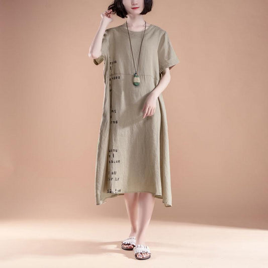 Fine cotton maxi dress plus size Short Sleeve Pockets Summer Casual Dress