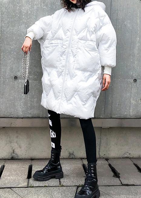 Fine oversized winter coats hooded zippered Parkas for women - SooLinen