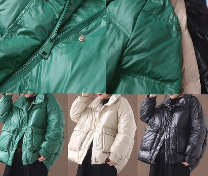 Fine plus size women parka winter overcoat black stand collar warm winter coat - SooLinen