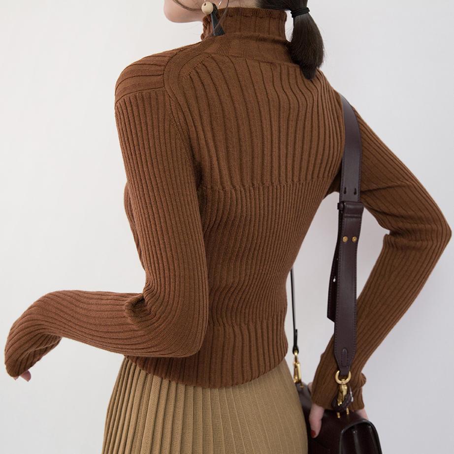 Fine white pure wool blended blouse plus size Turtleneck traveling blouse New  clothing sweater