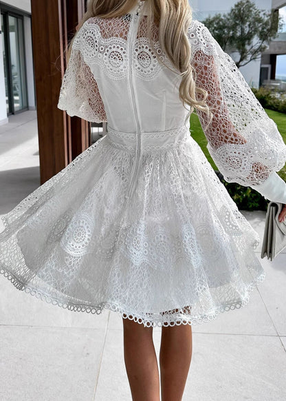 Fitted Black Hollow Out Lace Tea Dress Summer