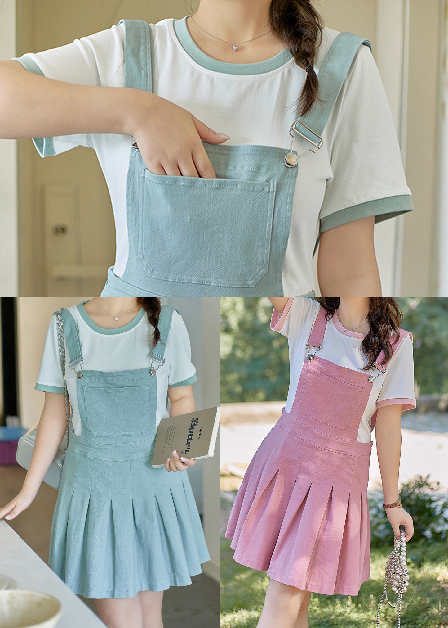 Fitted Blue Oversized Wrinkled Cotton Two Pieces Set Summer