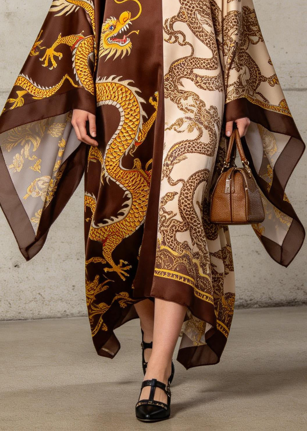 Fitted ColorblockC Oversized Print Chiffon Holiday Dress Summer