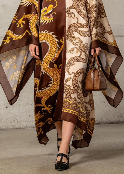 Fitted ColorblockC Oversized Print Chiffon Holiday Dress Summer