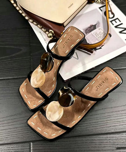 Fitted High Heel White Cowhide Leather Slide Sandals
