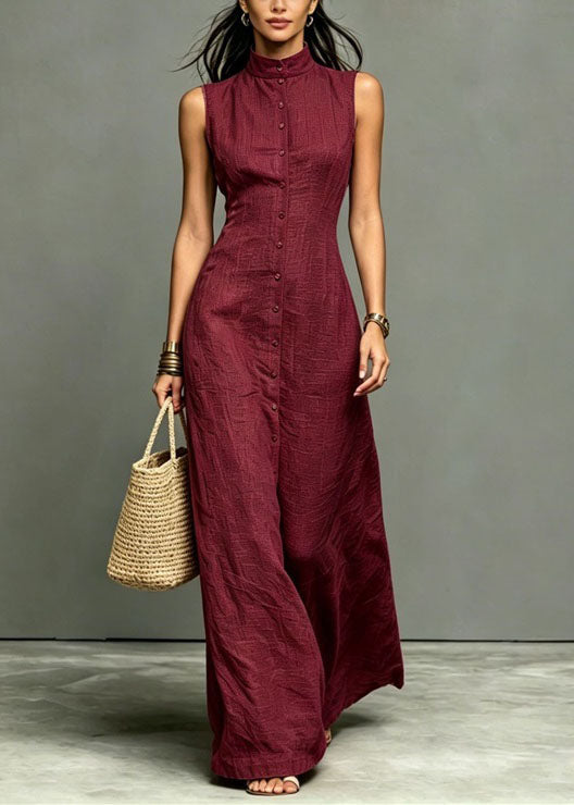 Fitted Khaki Stand Collar Vacation Dresses Sleeveless