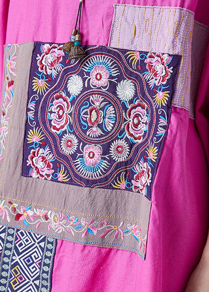 Fitted Rose Embroideried Oversized Cotton Maxi Dresses Summer