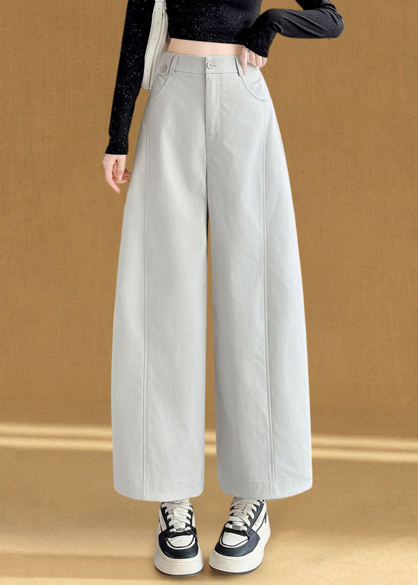 Fitted White Oversized Cotton Harem Pants Fall