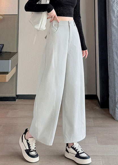Fitted White Oversized Cotton Harem Pants Fall