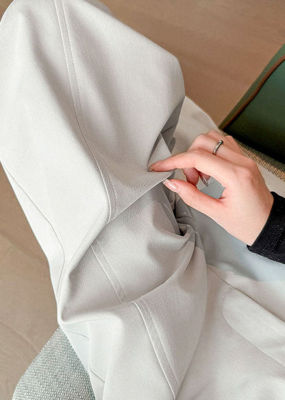 Fitted White Oversized Cotton Harem Pants Fall