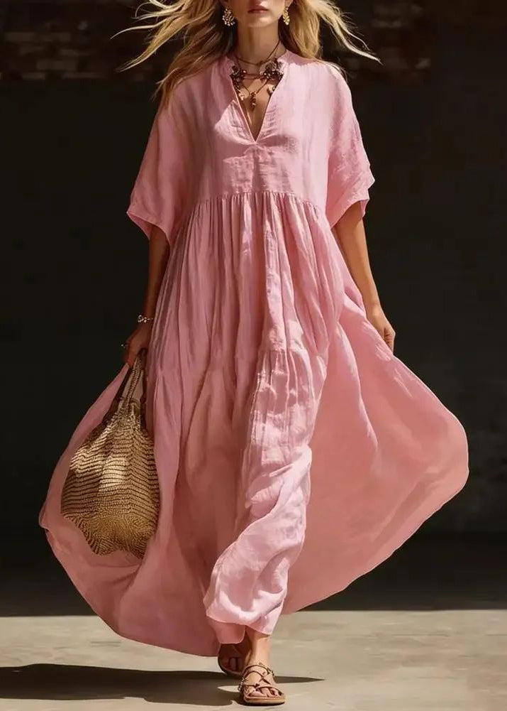 Fitted White Wrinkled Patchwork Solid Long Dress Summer