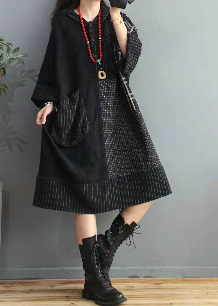 Fitted Colorblock Plaid asymmetrical design Cotton Linen Holiday Dress Summer