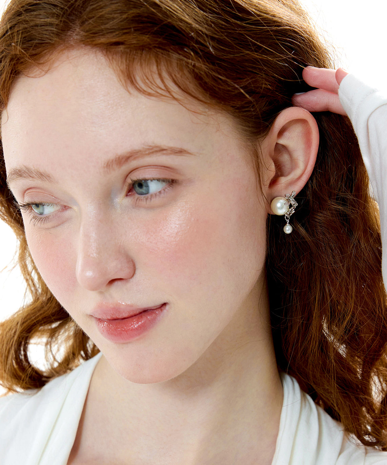 Floral Pearl Original Design Silver Stud Earrings