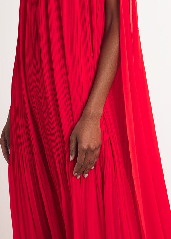 Floral Red Slash Neck Wrinkled Cotton Maxi Dresses Summer