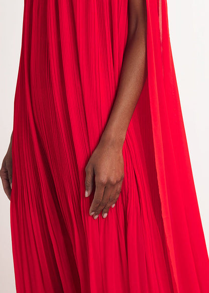 Floral Red Slash Neck Wrinkled Cotton Maxi Dresses Summer