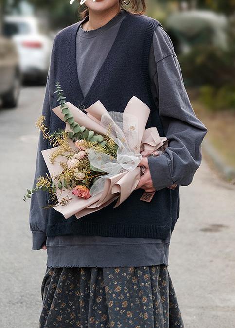 For Spring Blue Fashion Spring V Neck Button Down Knitted Coat - SooLinen