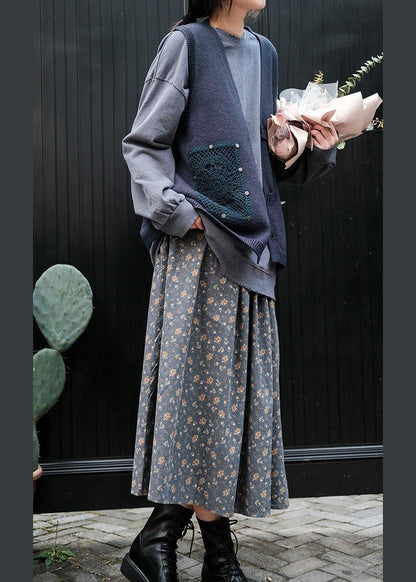 For Spring Blue Fashion Spring V Neck Button Down Knitted Coat - SooLinen