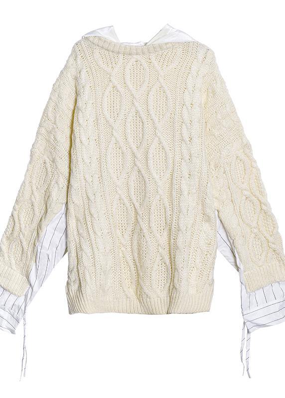 For Spring fall black knit tops plus size hooded clothes For Women - SooLinen