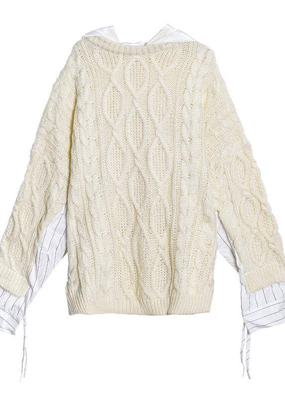 For Spring fall black knit tops plus size hooded clothes For Women - SooLinen