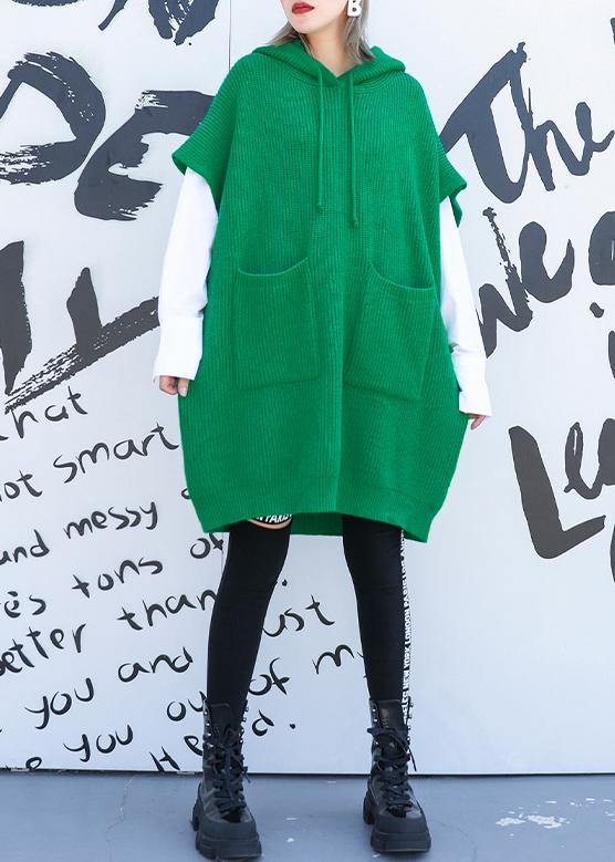 For Spring green sweaters trendy plus size hooded pockets tops - SooLinen