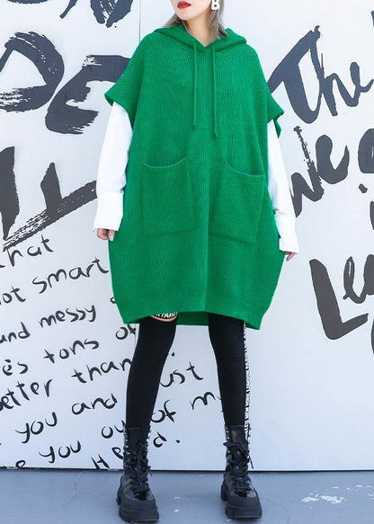 For Spring green sweaters trendy plus size hooded pockets tops - SooLinen