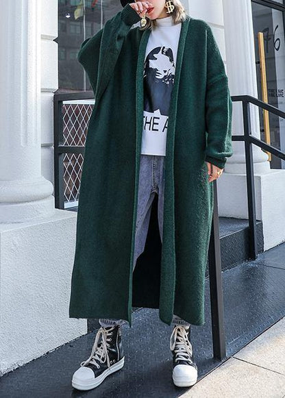 For Spring knit sweat tops fall fashion blackish green sweater coat - SooLinen