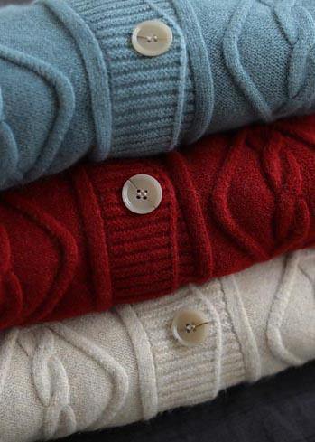 Red Knitted Top Stand Collar Pockets Oversized Spring Knitwear - SooLinen