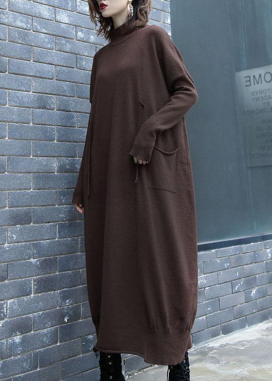 For Work chocolate Sweater dress outfit plus size two ways to wear Funny fall knit top - SooLinen