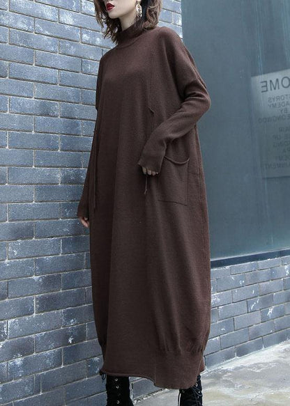 For Work chocolate Sweater dress outfit plus size two ways to wear Funny fall knit top - SooLinen