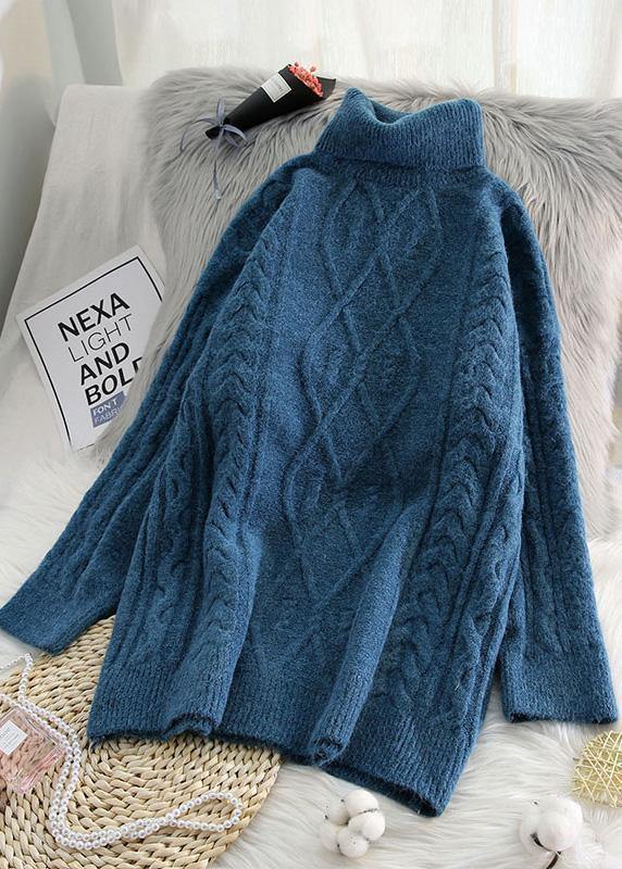 For Work high neck beige knitwear plus size spring knitted pullover - SooLinen