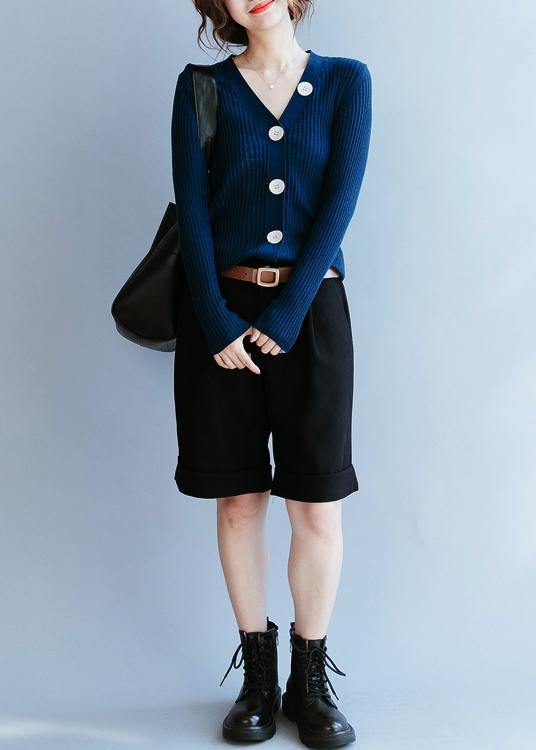 For Work navy top v neck plus size clothing fall knit sweat tops - SooLinen