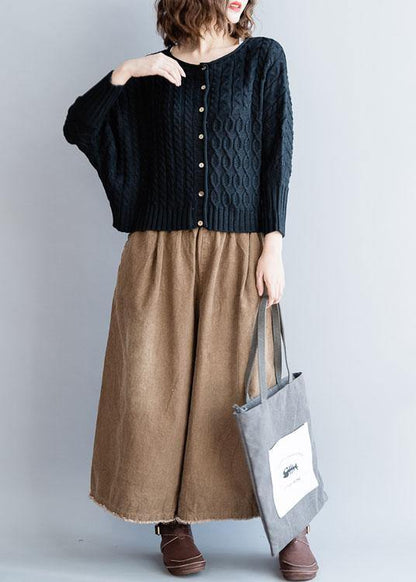 For Work o neck black knitted blouse oversized Batwing Sleeve knitted pullover - SooLinen