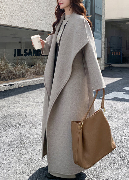 French Apricot Oversized Peter Pan Collar Woolen Trench Coats Winter